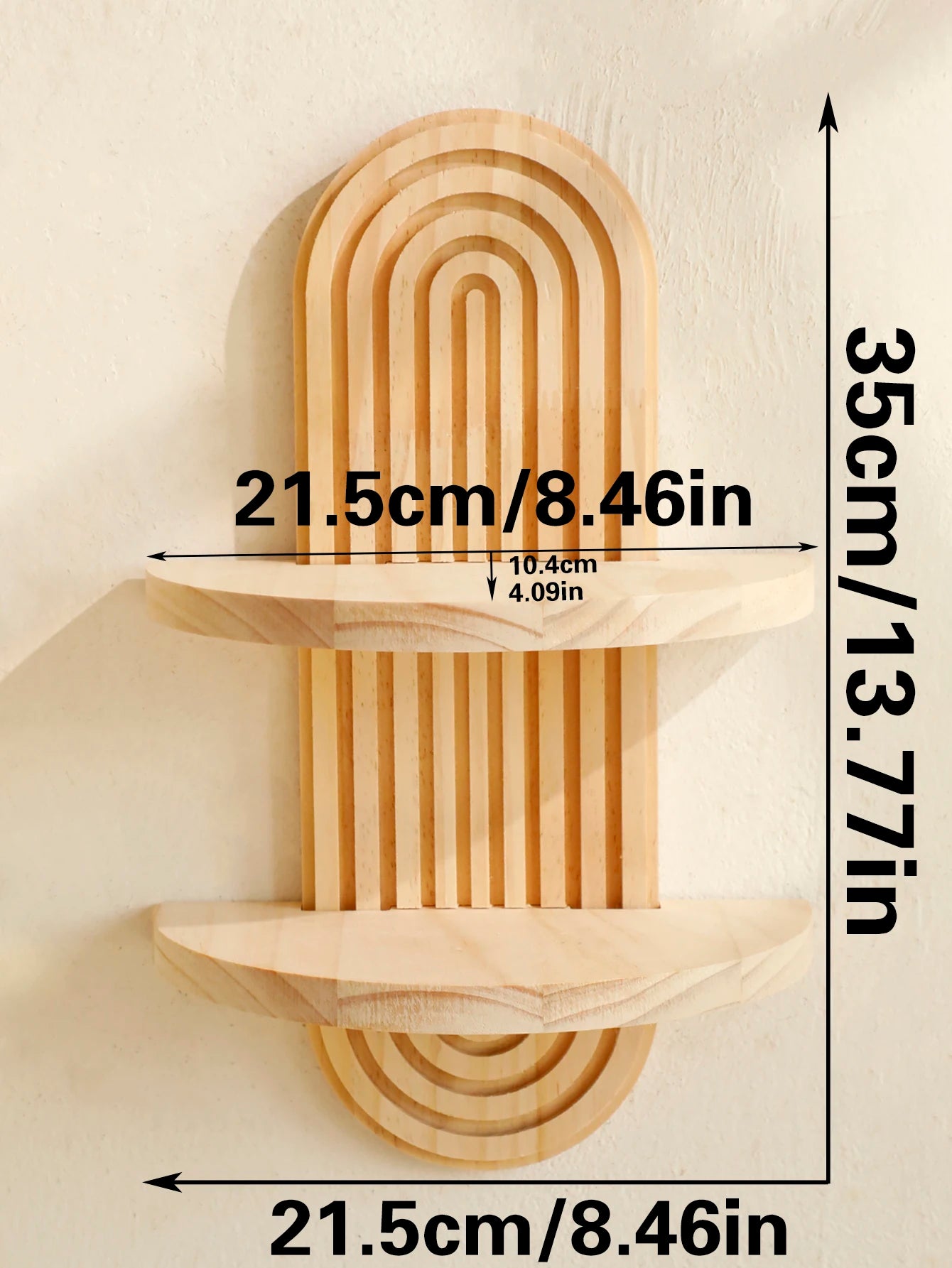 Boho Wooden Wall Shelf - Geometric Design
