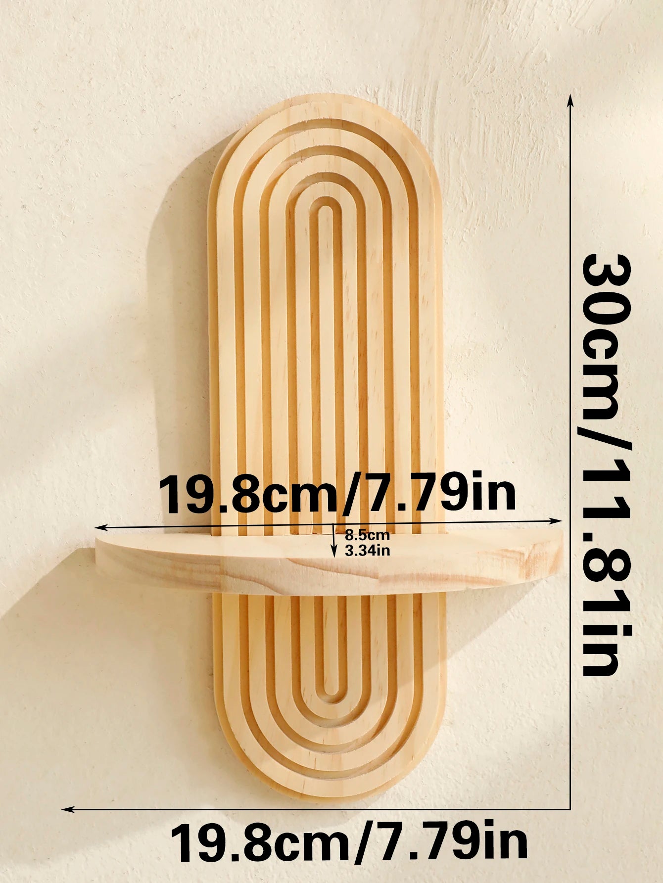 Boho Wooden Wall Shelf - Geometric Design