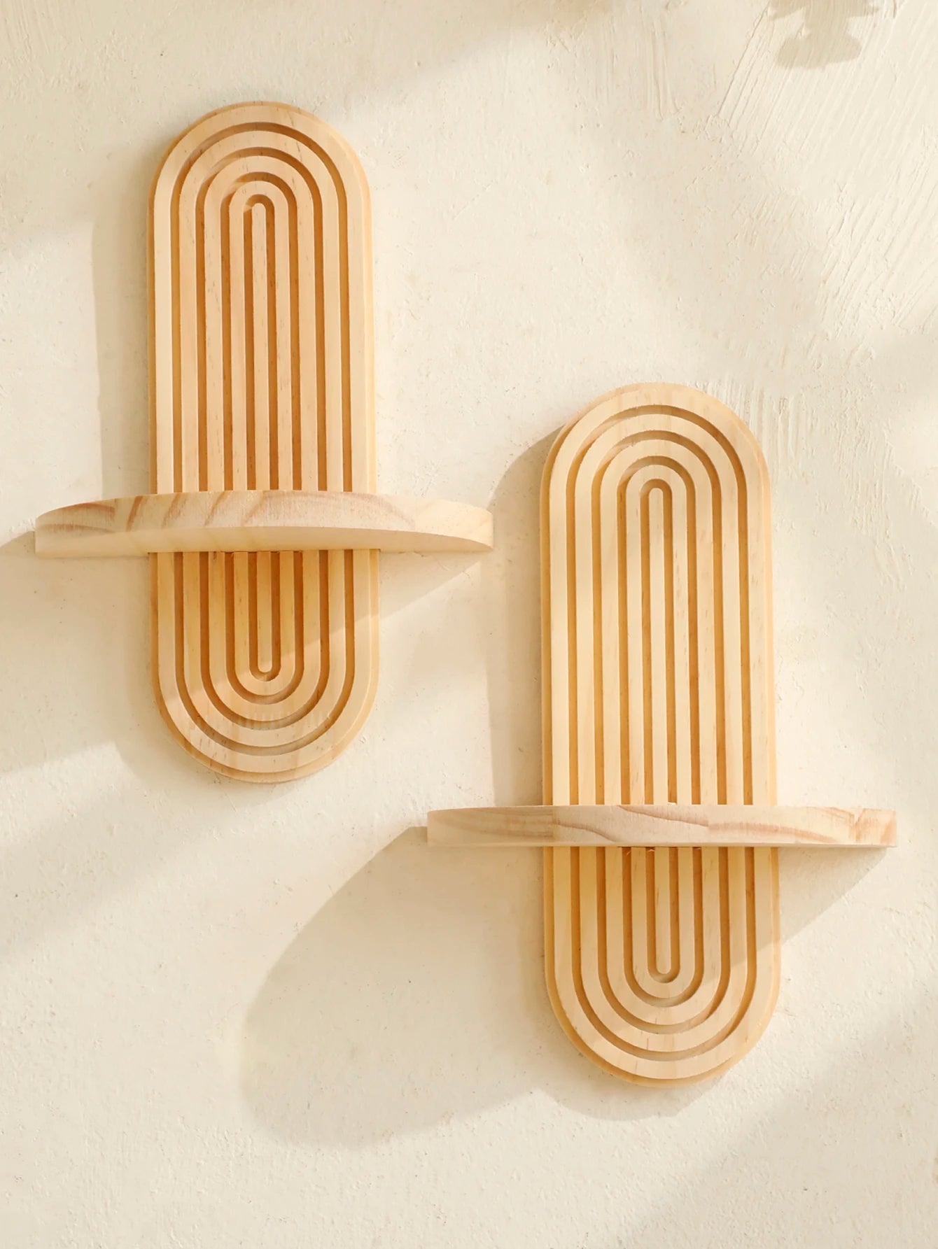 Boho Wooden Wall Shelf - Geometric Design