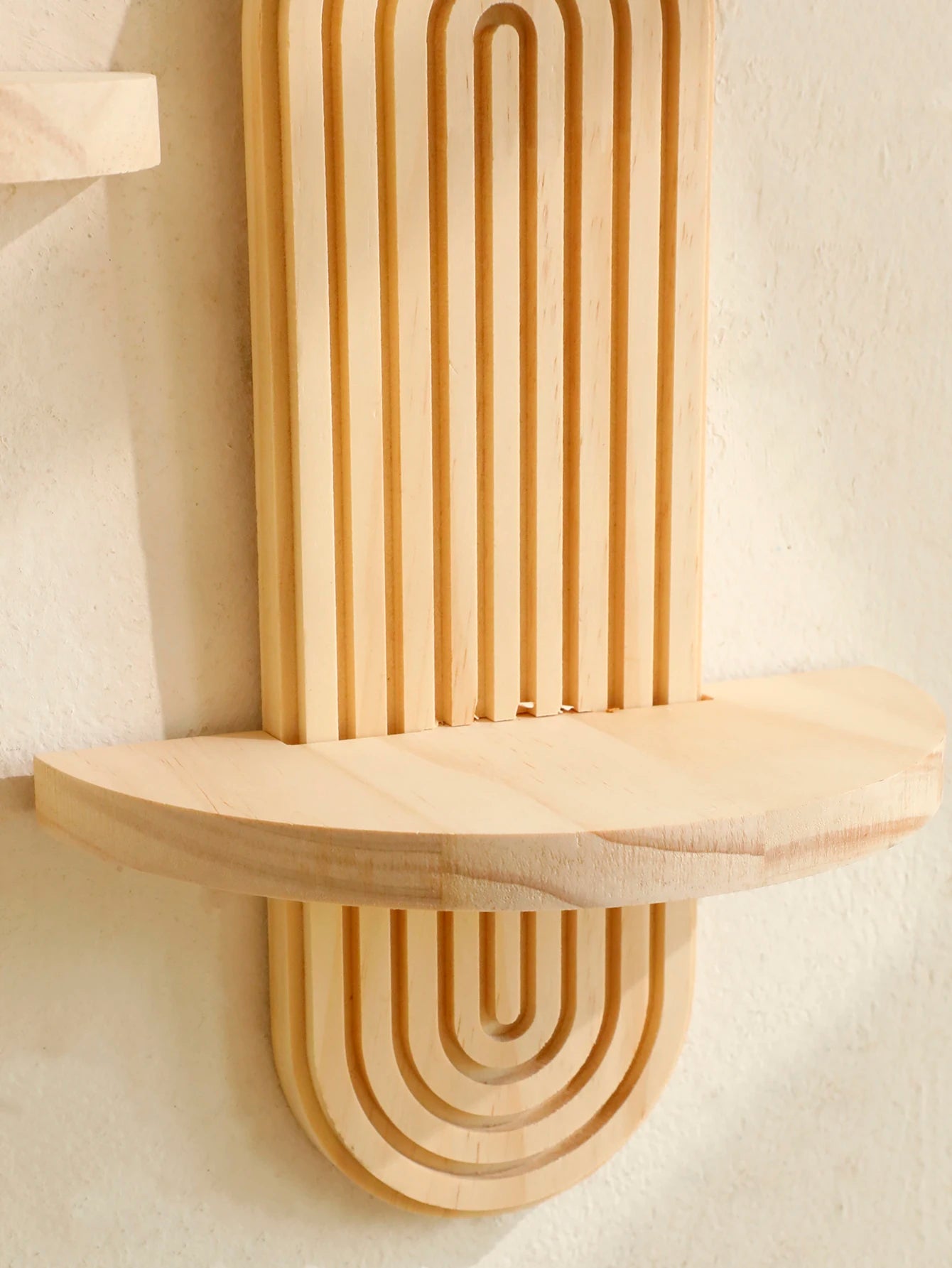 Boho Wooden Wall Shelf - Geometric Design