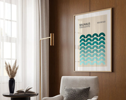 Modernist Bauhaus Geometric Canvas Poster – Retro Mid-Century Wall Art for Living Room & Home Décor