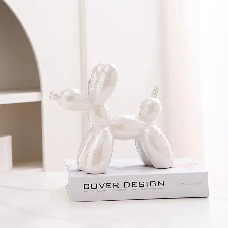 Creative Balloon Dog Ceramic Ornament – Modern Abstract Decor