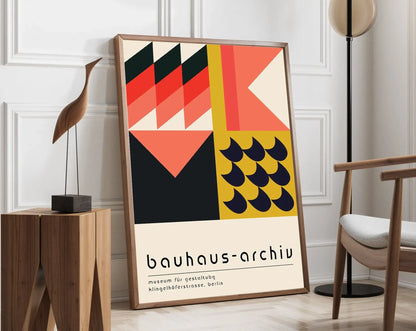 Modernist Bauhaus Geometric Canvas Poster – Retro Mid-Century Wall Art for Living Room & Home Décor