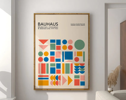 Modernist Bauhaus Geometric Canvas Poster – Retro Mid-Century Wall Art for Living Room & Home Décor