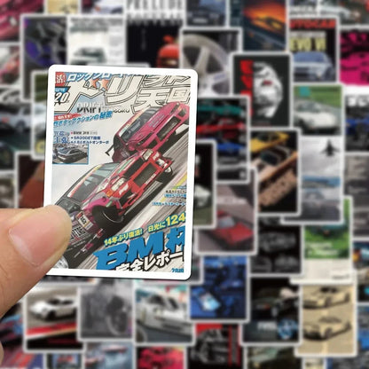 50pcs Retro JDM Racing Car Poster Stickers – Cool Graffiti DIY Decals for Phone, Skateboard, Luggage, and More