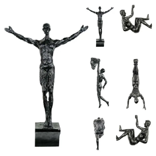 Athlete Rock Climbing Man Resin Sculpture – Creative Wall Hanging Decoration, Climber Statue Pendant