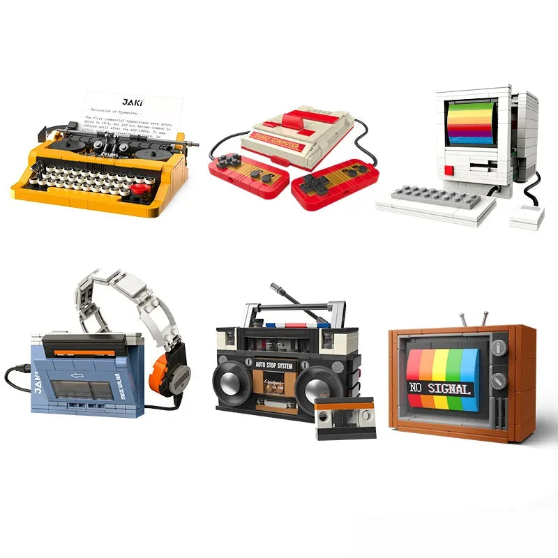 DIY Retro Appliance Furniture Model Kit – TV, Computer, Tape Recorder, Game Consoles, and Radio Building Blocks Set for Toy Collectors.