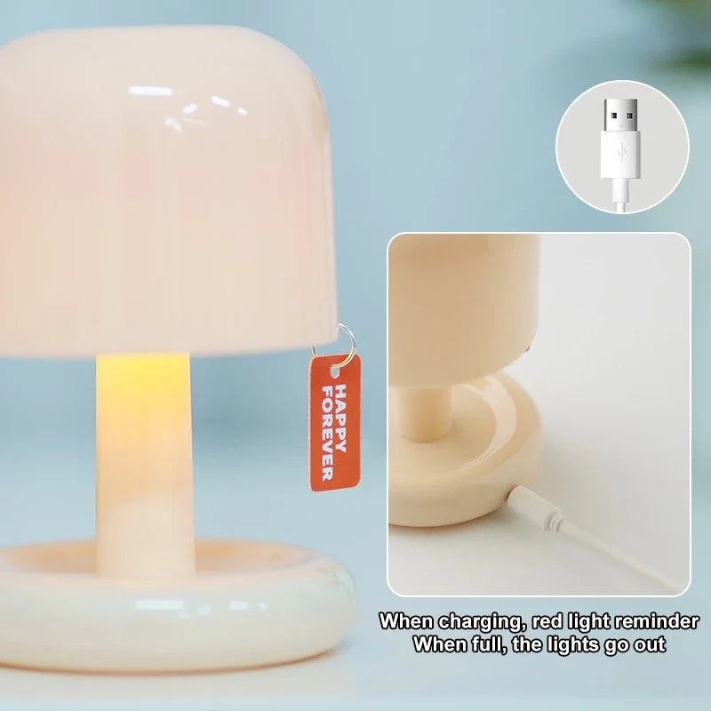 Modern Mushroom LED Night Light - Nordic Minimalist Table Lamp for Desktop, Coffee Bar, Living Room, and Home Decoration