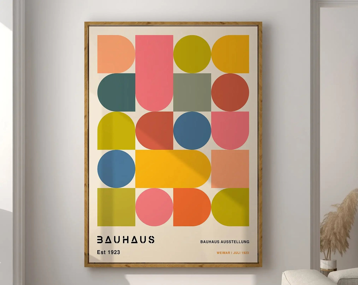 Modernist Bauhaus Geometric Canvas Poster – Retro Mid-Century Wall Art for Living Room & Home Décor