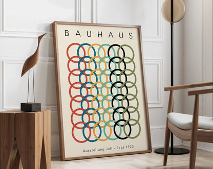 Modernist Bauhaus Geometric Canvas Poster – Retro Mid-Century Wall Art for Living Room & Home Décor