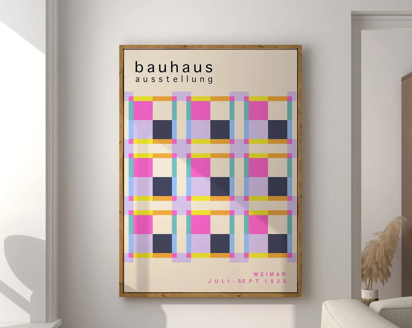 Modernist Bauhaus Geometric Canvas Poster – Retro Mid-Century Wall Art for Living Room & Home Décor