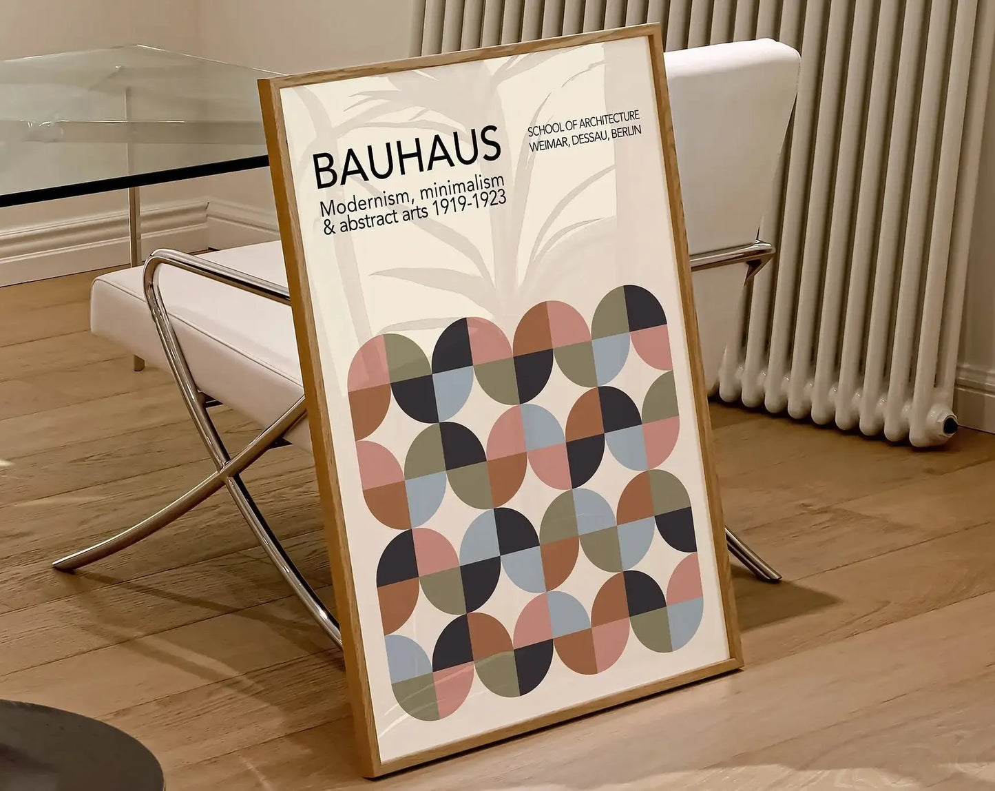 Modernist Bauhaus Geometric Canvas Poster – Retro Mid-Century Wall Art for Living Room & Home Décor