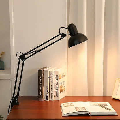 Retro Foldable Desk Lamp with Clip – Telescopic Eye-Care Light for Bedroom, Office, or Computer Desk, Compatible with E27 Bulb