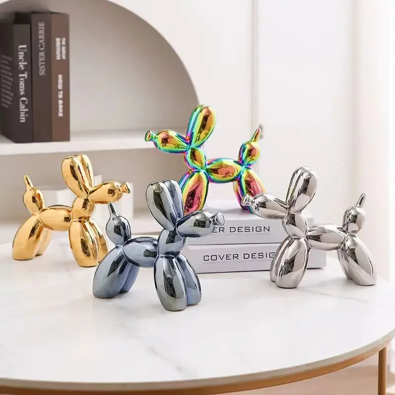 Creative Balloon Dog Ceramic Ornament – Modern Abstract Decor