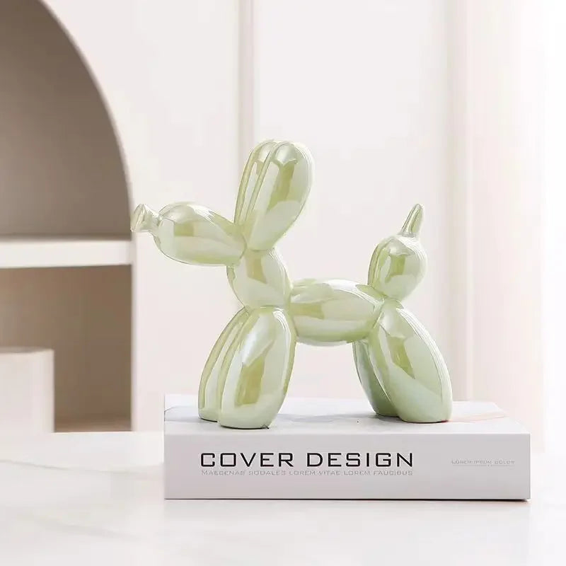 Creative Balloon Dog Ceramic Ornament – Modern Abstract Decor