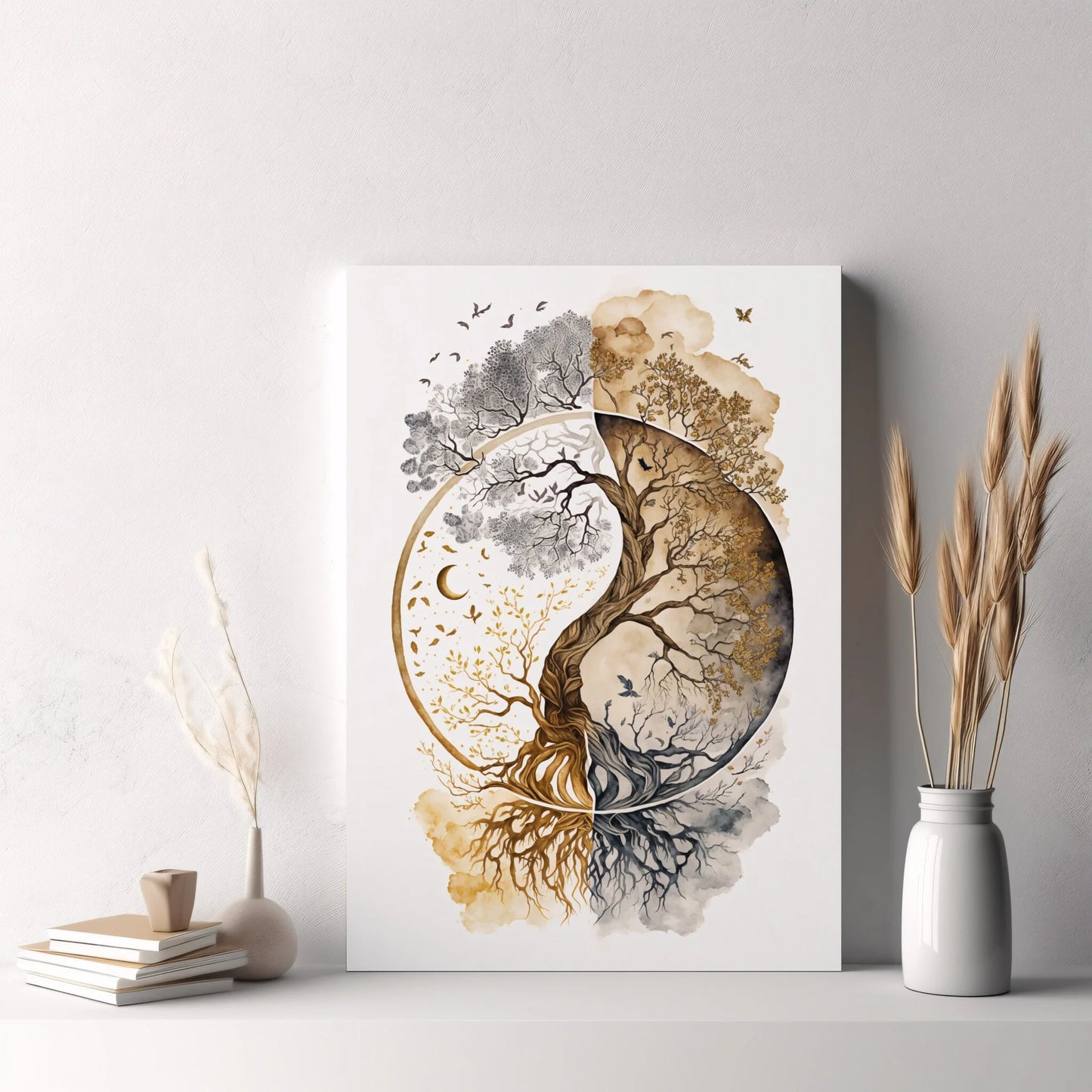 Nordic Tree of Life & Buddha Canvas Prints – Spiritual Wall Art for Modern Living Spaces