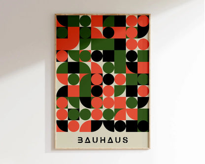 Modernist Bauhaus Geometric Canvas Poster – Retro Mid-Century Wall Art for Living Room & Home Décor