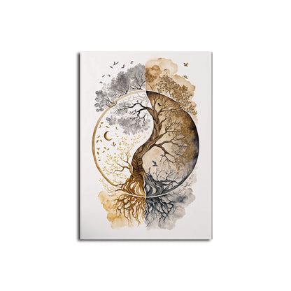 Nordic Tree of Life & Buddha Canvas Prints – Spiritual Wall Art for Modern Living Spaces