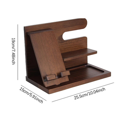 Wooden Bedside Organizer – Phone Docking Station, Key Holder, Wallet Stand, and Watch Organizer, Perfect Gift for Him