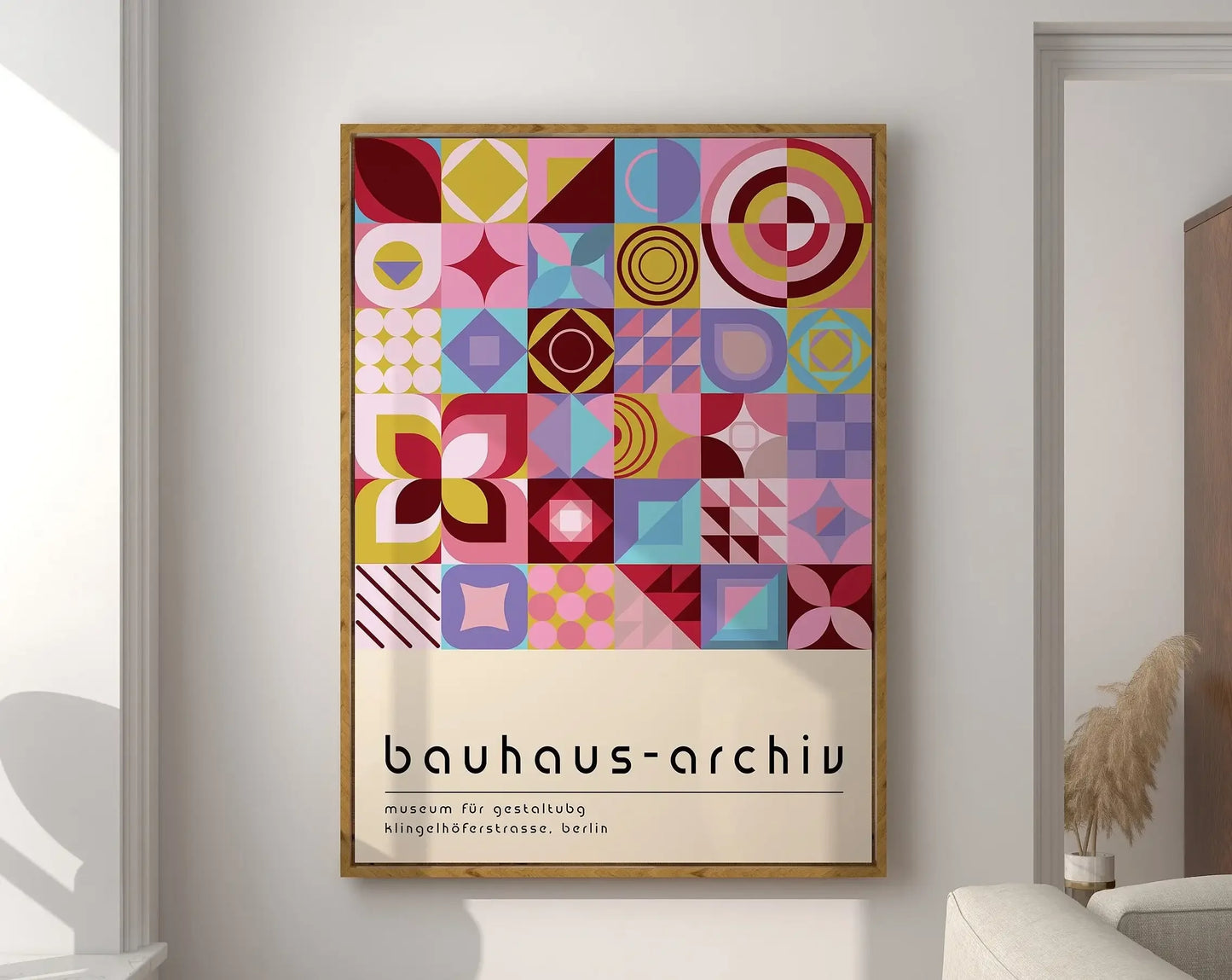 Modernist Bauhaus Geometric Canvas Poster – Retro Mid-Century Wall Art for Living Room & Home Décor