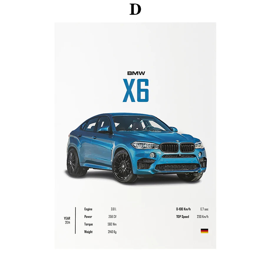 Luxury German M Series X Class Wall Art Canvas – Nordic Posters for Home & Room Decor